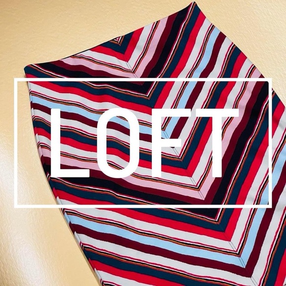 LOFT Pencil Skirt Striped Multi-colored Bottom Size Small - Picture 6 of 6